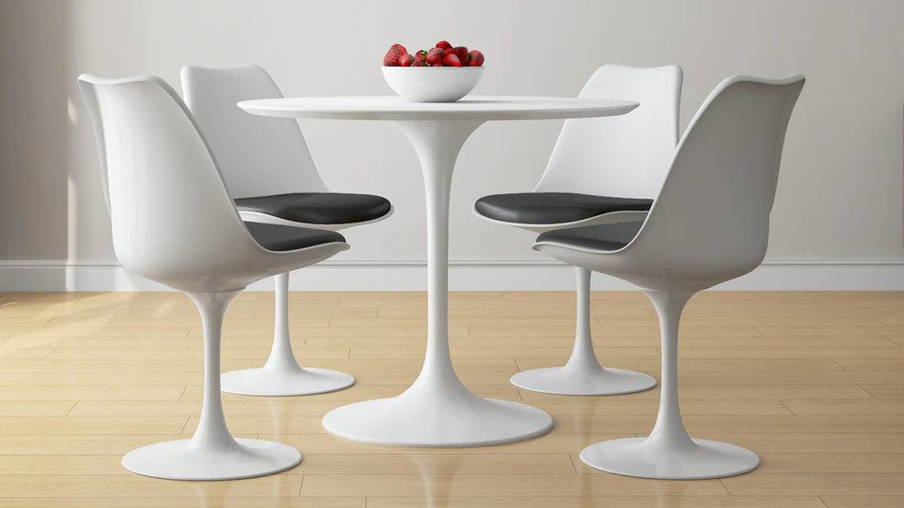 Tulip 36" Fiberglass Dining Table & Chairs 5Pc Set By Modholic | Dining Sets | Modishstore - 4