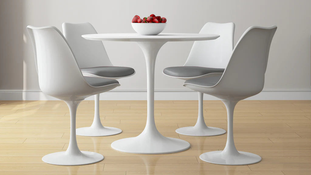 Tulip 36" Fiberglass Dining Table & Chairs 5Pc Set By Modholic | Dining Sets | Modishstore - 2
