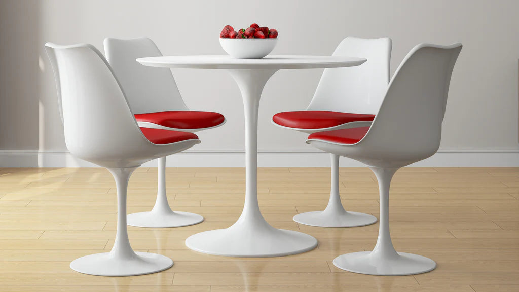 Tulip 36" Fiberglass Dining Table & Chairs 5Pc Set By Modholic | Dining Sets | Modishstore