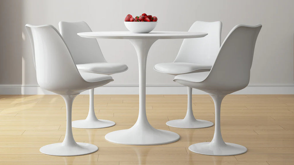 Tulip 36" Fiberglass Dining Table & Chairs 5Pc Set By Modholic | Dining Sets | Modishstore - 3