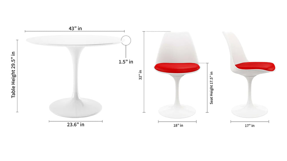 Tulip 42" Fiberglass Dining Table & Chairs 5Pc Set By Modholic | Dining Sets | Modishstore - 5