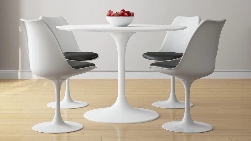 Tulip 42" Fiberglass Dining Table & Chairs 5Pc Set By Modholic | Dining Sets | Modishstore - 4