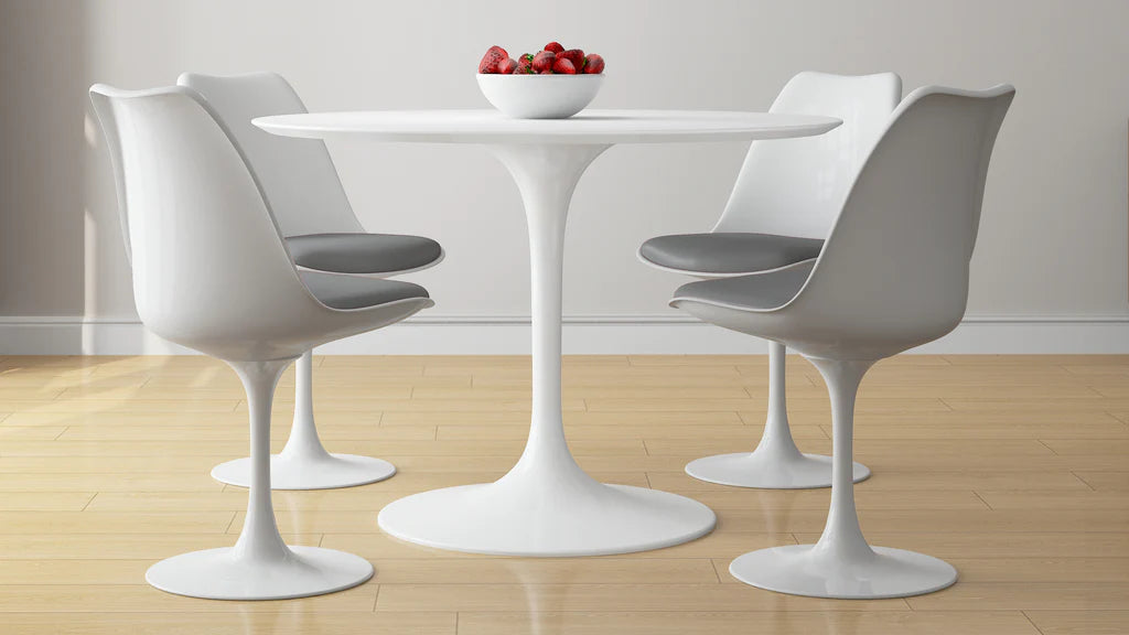 Tulip 42" Fiberglass Dining Table & Chairs 5Pc Set By Modholic | Dining Sets | Modishstore - 2