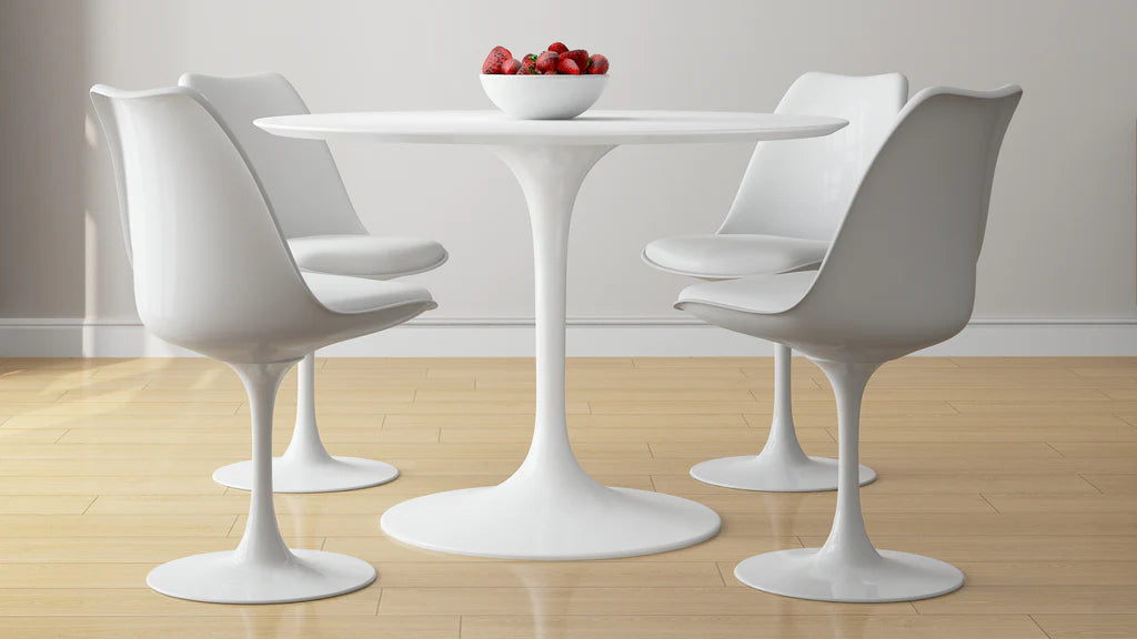 Tulip 42" Fiberglass Dining Table & Chairs 5Pc Set By Modholic | Dining Sets | Modishstore - 3