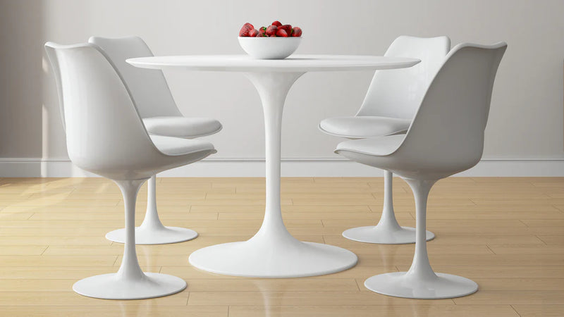 Tulip 42" Fiberglass Dining Table & Chairs 5Pc Set By Modholic | Dining Sets | Modishstore - 3