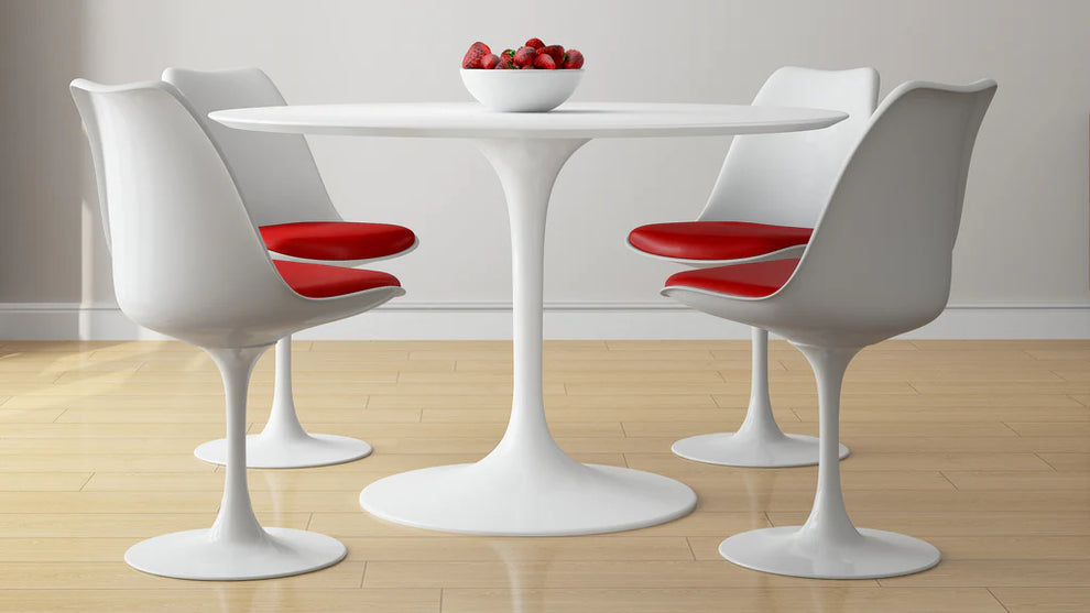 Tulip 48" Fiberglass Dining Table & Chairs 5Pc Set By Modholic | Dining Sets | Modishstore