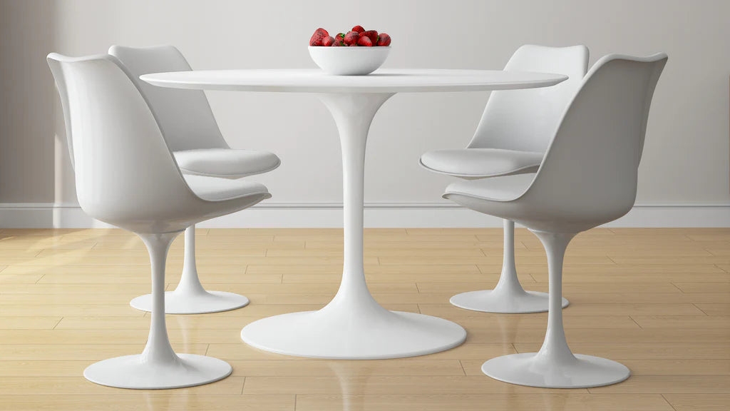 Tulip 48" Fiberglass Dining Table & Chairs 5Pc Set By Modholic | Dining Sets | Modishstore - 3