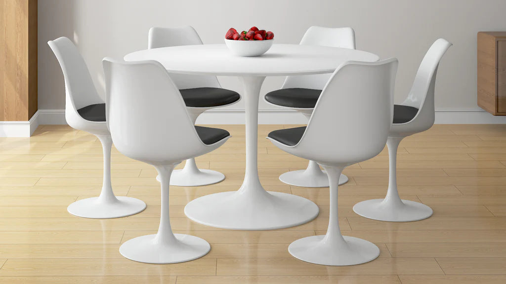 Tulip 48" Fiberglass Dining Table & Chairs 7Pc Set By Modholic | Dining Sets | Modishstore - 3