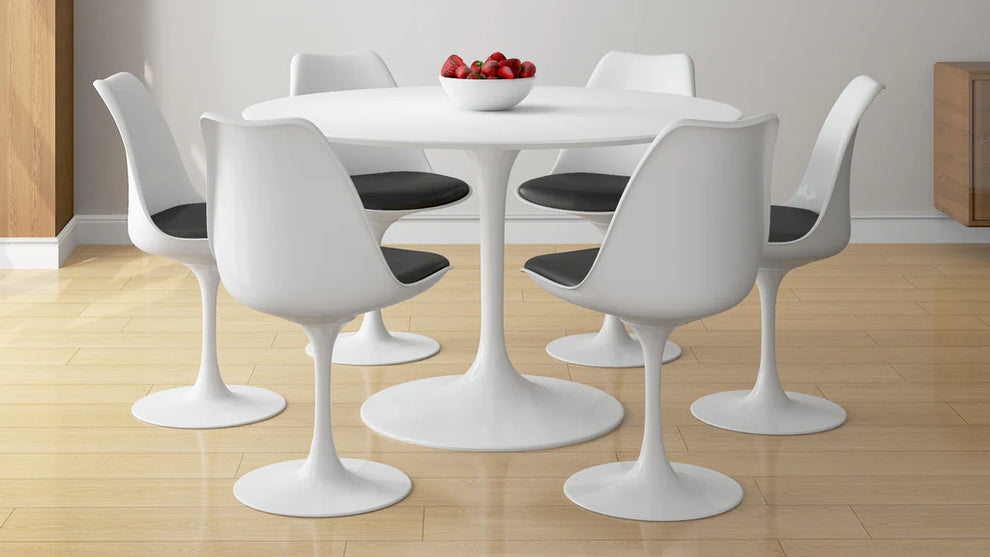 Tulip 48" Fiberglass Dining Table & Chairs 7Pc Set By Modholic | Dining Sets | Modishstore - 3