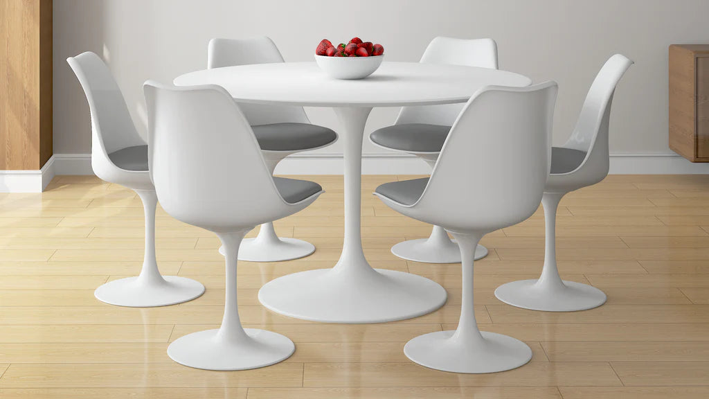Tulip 48" Fiberglass Dining Table & Chairs 7Pc Set By Modholic | Dining Sets | Modishstore - 2