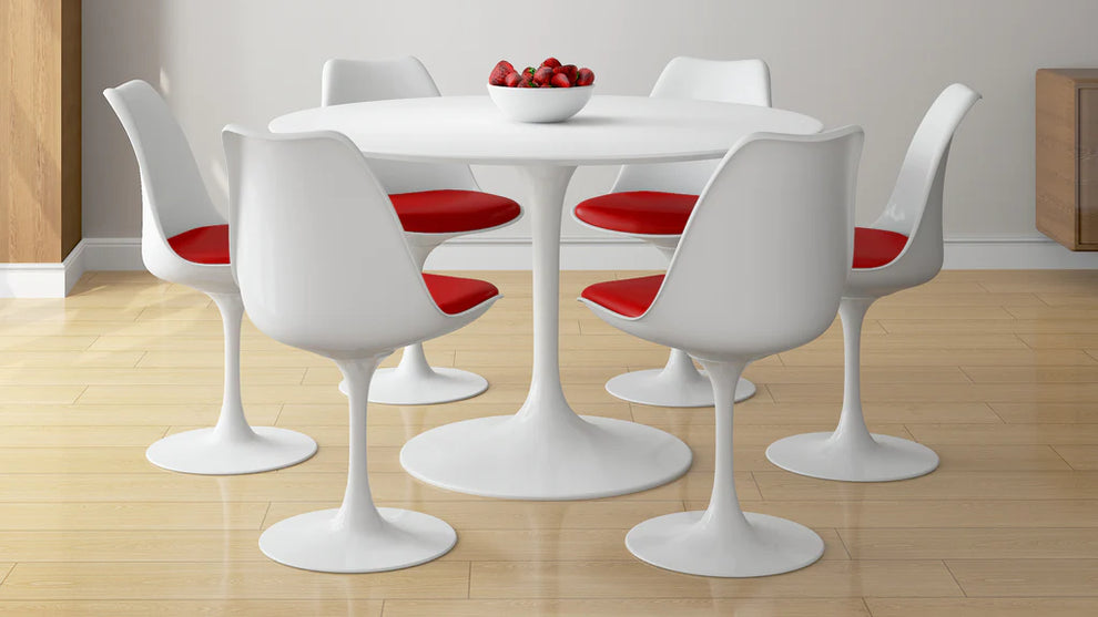 Tulip 48" Fiberglass Dining Table & Chairs 7Pc Set By Modholic | Dining Sets | Modishstore