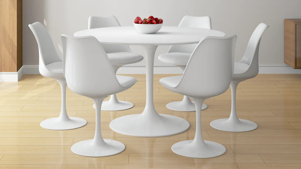 Tulip 48" Fiberglass Dining Table & Chairs 7Pc Set By Modholic | Dining Sets | Modishstore - 4