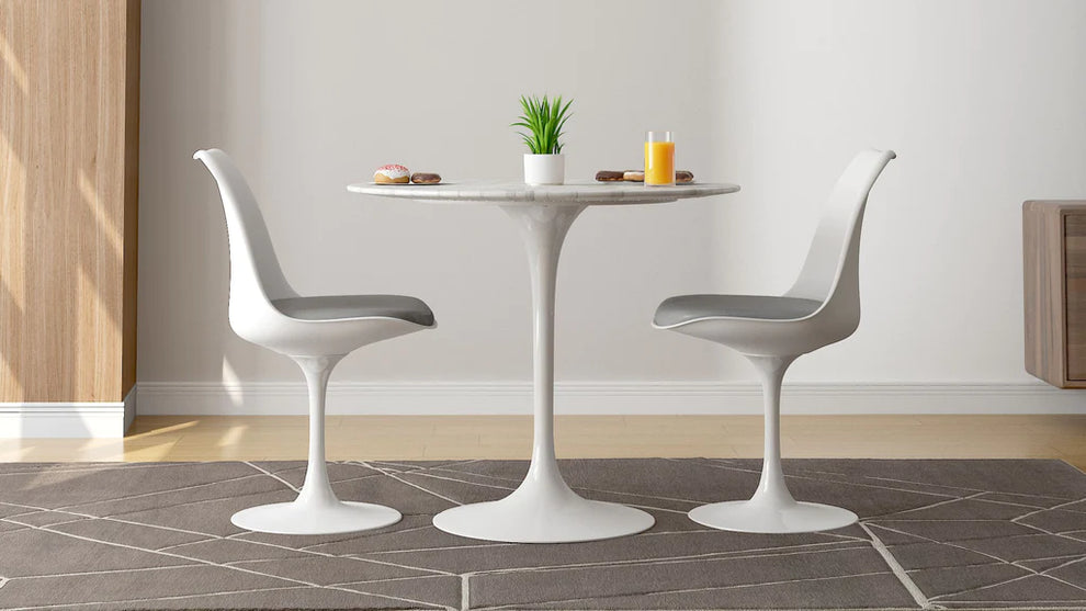Tulip 32" Marble Dining Table & Chairs Set 5pc By Modholic | Dining Sets | Modishstore - 4
