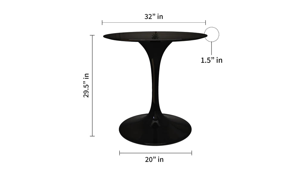 Tulip Fiberglass Black Dining Table - 32" Round By Modholic | Dining Tables | Modishstore - 2