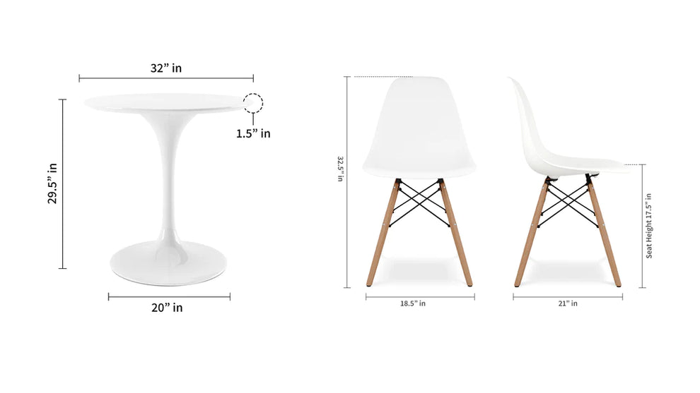 Tulip Table Set - 32" By Modholic | Dining Sets | Modishstore - 5