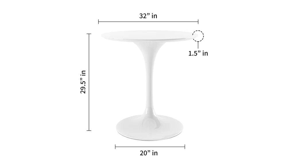 Tulip Fiberglass White Dining Table - 32" Round By Modholic | Dining Tables | Modishstore - 5