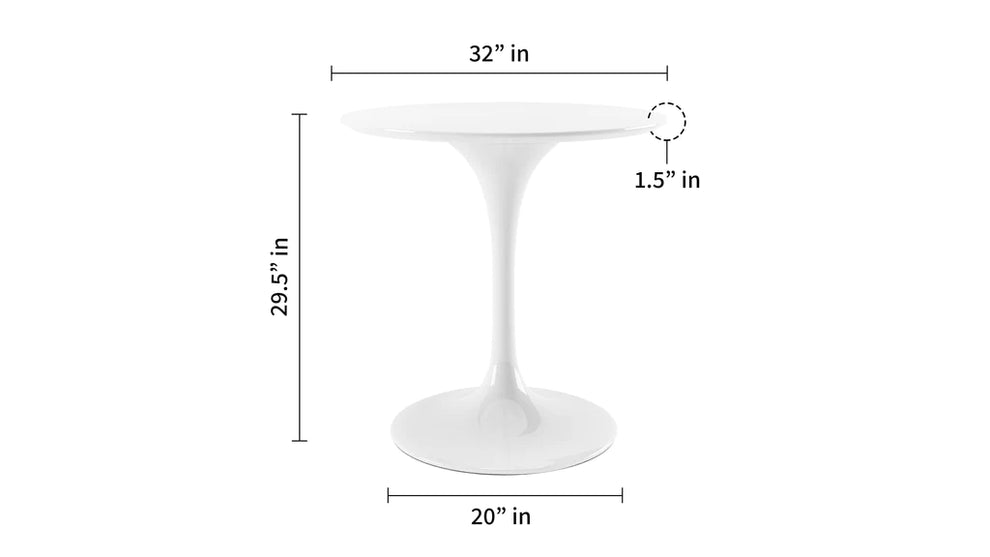 Tulip Fiberglass White Dining Table - 32" Round By Modholic | Dining Tables | Modishstore - 5