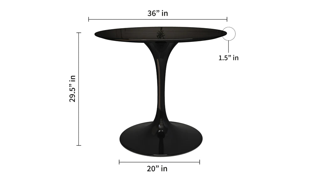 Tulip Fiberglass Black Dining Table - 32" Round By Modholic | Dining Tables | Modishstore - 7