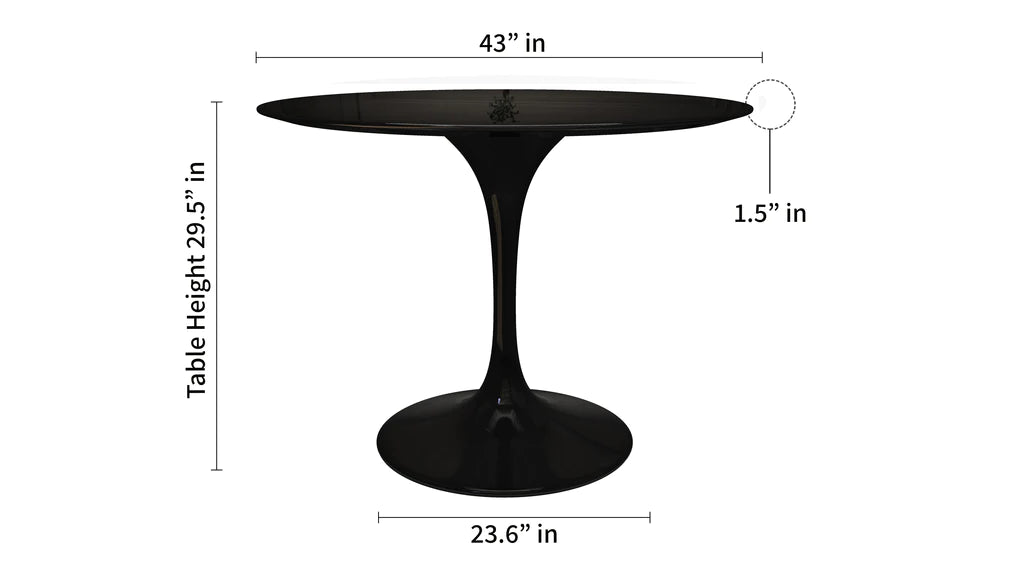 Tulip Fiberglass Black Dining Table - 32" Round By Modholic | Dining Tables | Modishstore - 13