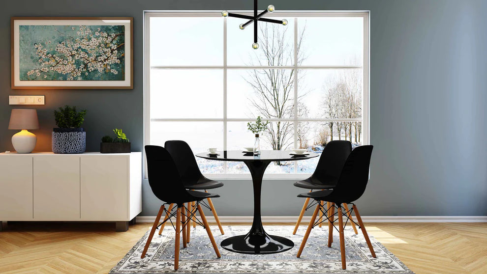 Tulip Fiberglass Black Dining Table - 32" Round By Modholic | Dining Tables | Modishstore - 10