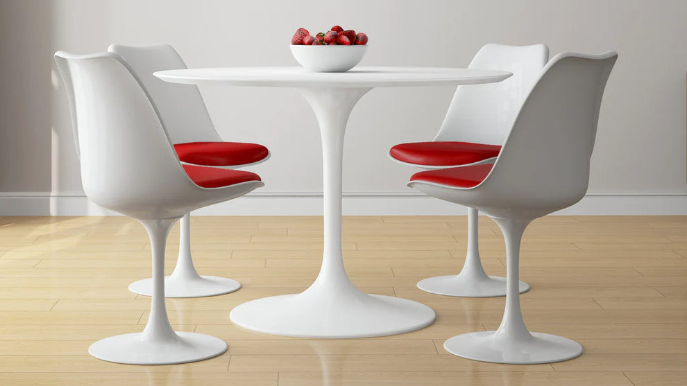 Tulip Fiberglass White Dining Table - 32" Round By Modholic | Dining Tables | Modishstore - 12