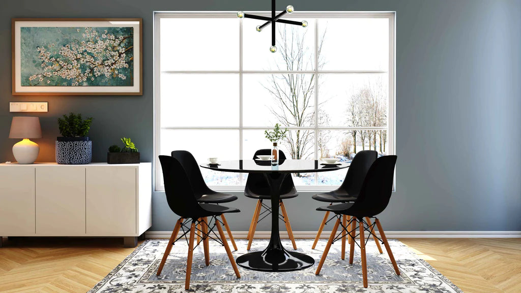 Tulip Fiberglass Black Dining Table - 32" Round By Modholic | Dining Tables | Modishstore - 14