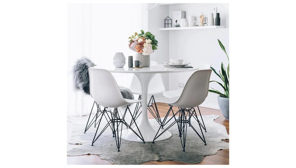 Tulip Fiberglass White Dining Table - 32" Round By Modholic | Dining Tables | Modishstore - 15