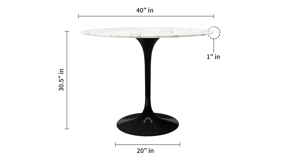 Tulip Marble Dining Table - 42" Round, Black Base By Modholic | Dining Tables | Modishstore - 6