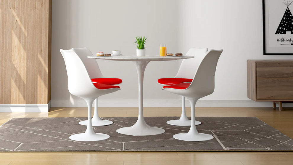 Tulip Marble Dining Table - 42" Round, Black Base By Modholic | Dining Tables | Modishstore