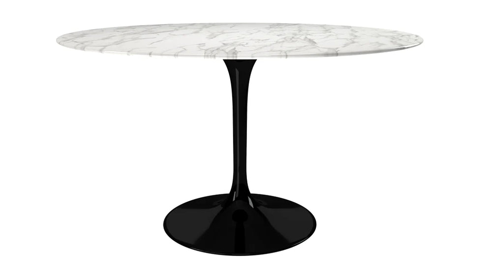 Tulip Marble Dining Table - 54" Round, Black Base By Modholic | Dining Tables | Modishstore