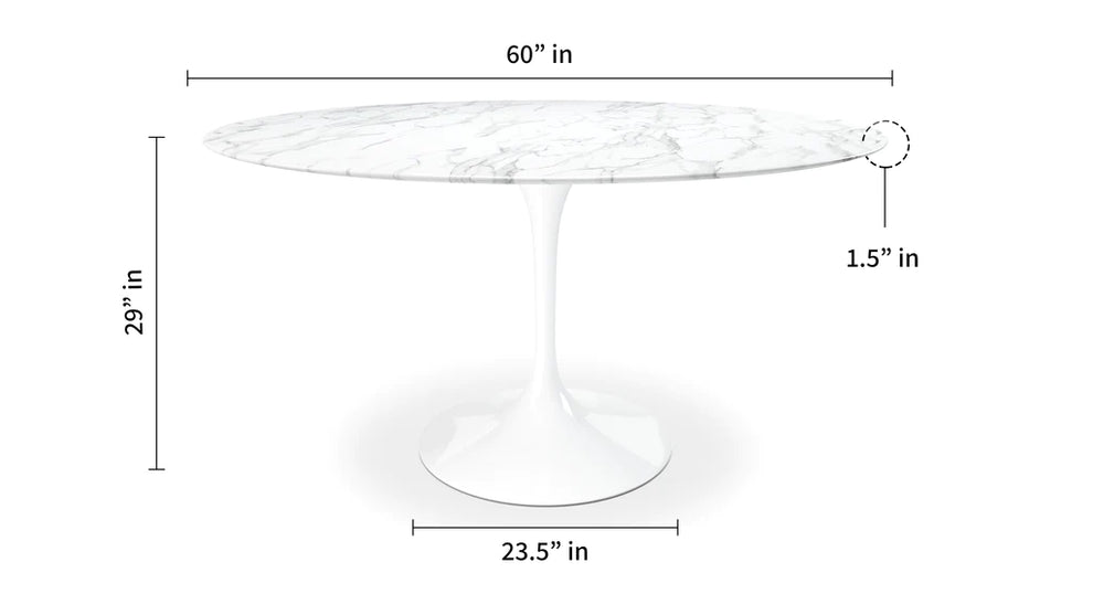 Tulip Marble Dining Table - 60" Round By Modholic | Dining Tables | Modishstore - 3