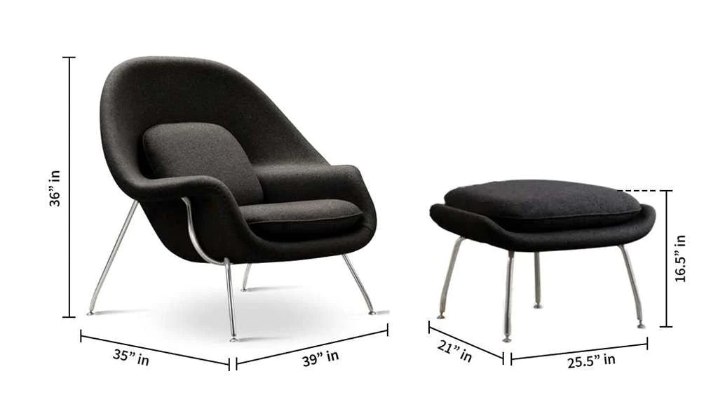 Haven Lounge Chair & Ottoman, Black By Modholic | Lounge Chairs | Modishstore - 3