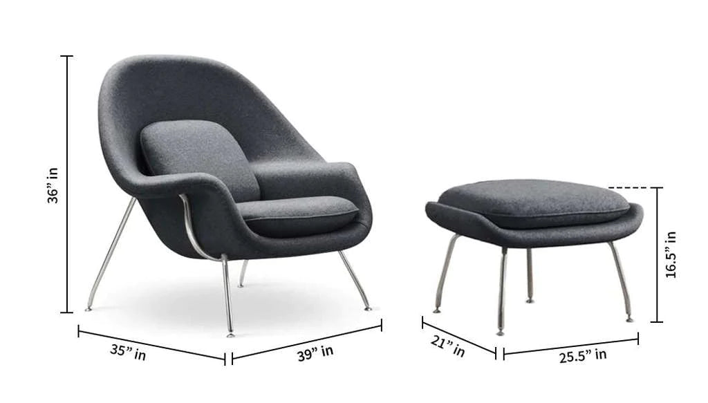 Haven Lounge Chair & Ottoman, Black By Modholic | Lounge Chairs | Modishstore - 6