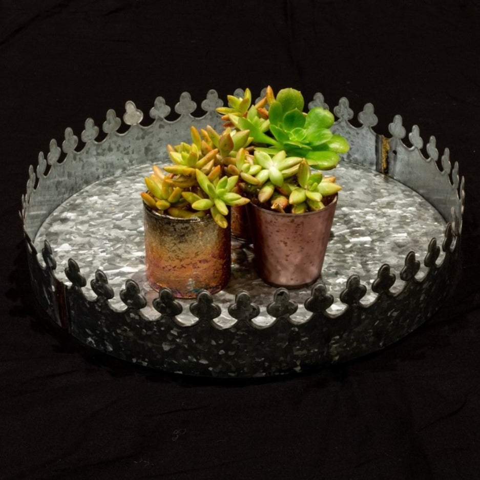 Metallic Round Crown Garden Tray | ModishStore | Planters, Troughs & Cachepots
