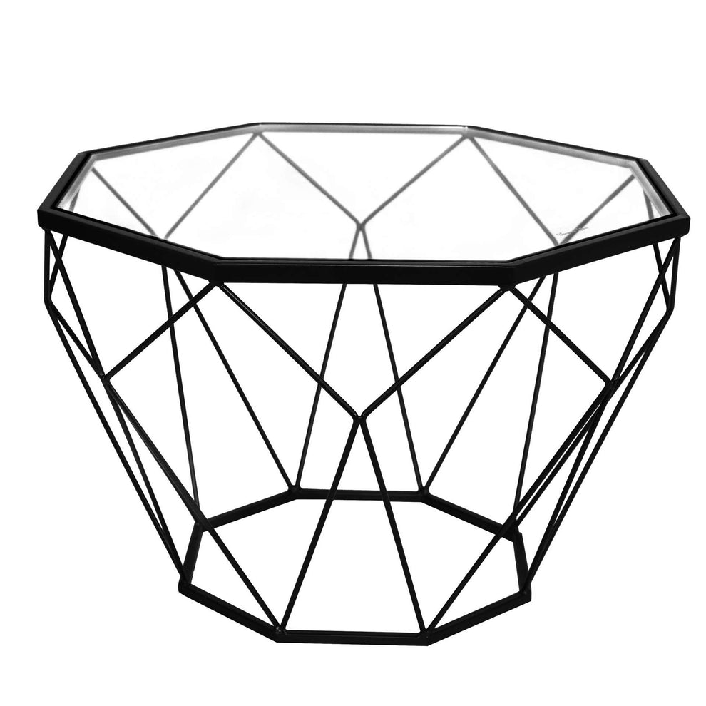 LeisureMod Malibu Modern Octagon Glass Top Coffee Table With Gold Chrome Base | Coffee Tables | Modishstore - 7