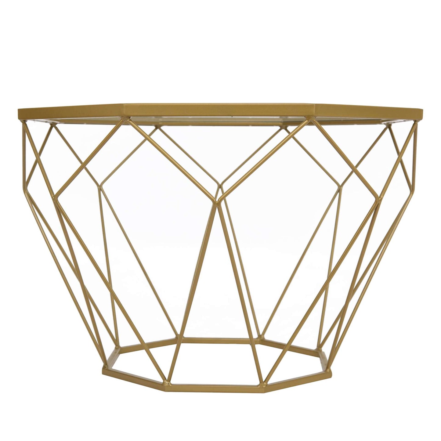 LeisureMod Malibu Modern Octagon Glass Top Coffee Table With Gold Chrome Base | Coffee Tables | Modishstore - 2
