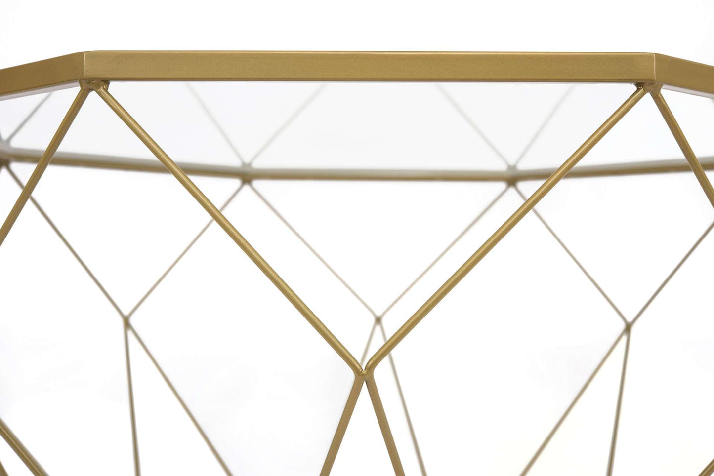 LeisureMod Malibu Modern Octagon Glass Top Coffee Table With Gold Chrome Base | Coffee Tables | Modishstore - 5