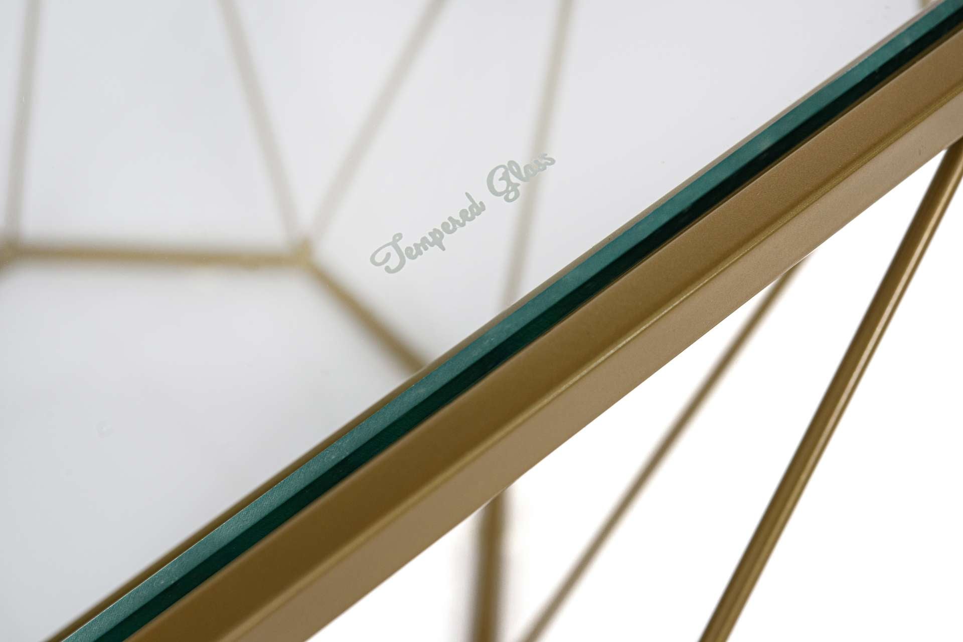 LeisureMod Malibu Modern Octagon Glass Top Coffee Table With Gold Chrome Base | Coffee Tables | Modishstore - 4