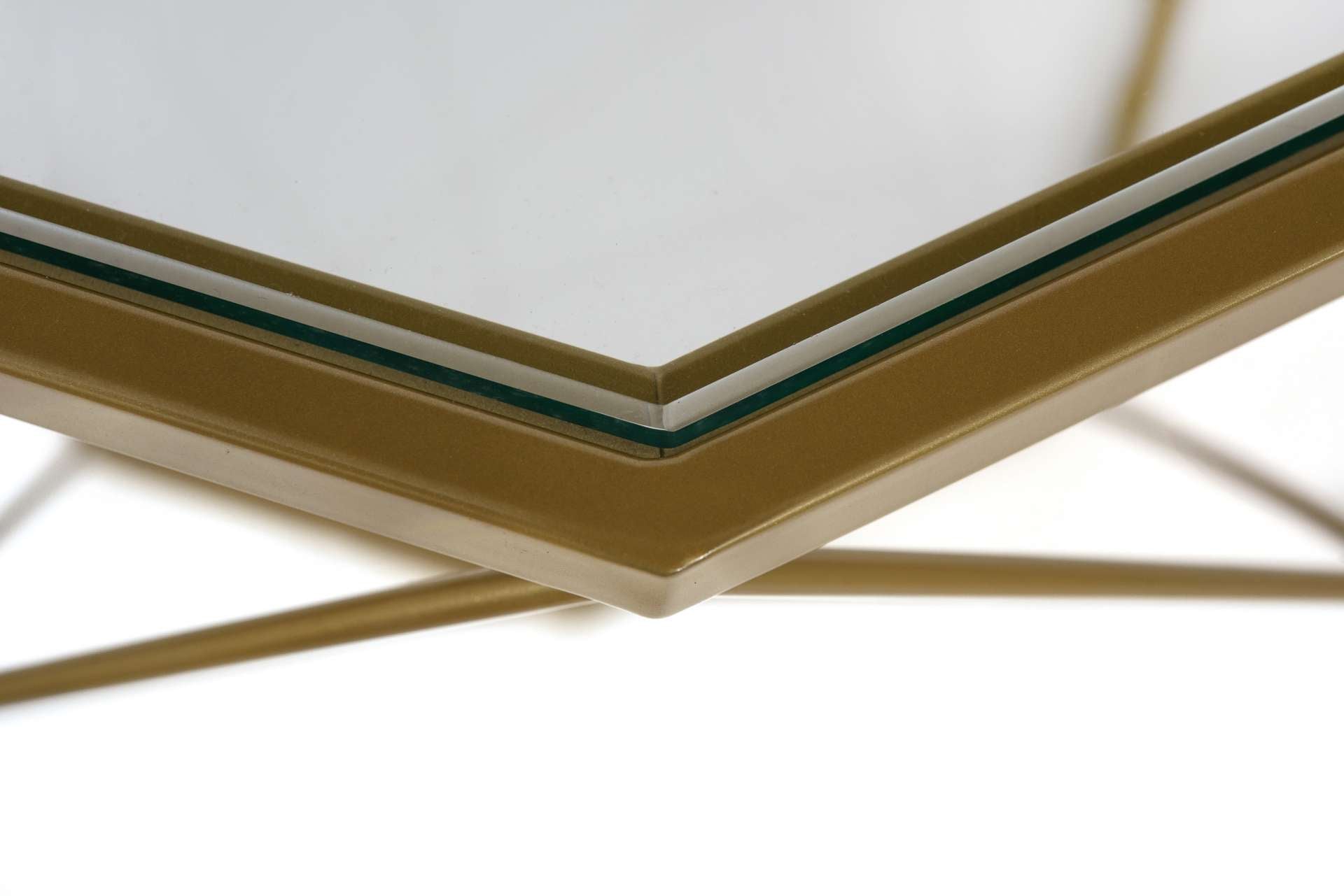 LeisureMod Malibu Modern Octagon Glass Top Coffee Table With Gold Chrome Base | Coffee Tables | Modishstore - 3
