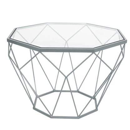 LeisureMod Malibu Modern Octagon Glass Top Coffee Table With Gold Chrome Base | Coffee Tables | Modishstore - 12