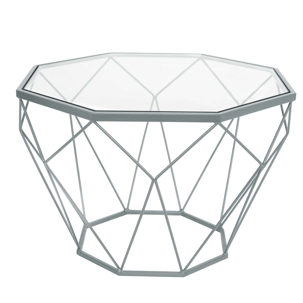 LeisureMod Malibu Modern Octagon Glass Top Coffee Table With Gold Chrome Base | Coffee Tables | Modishstore - 12