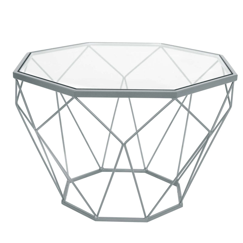 LeisureMod Malibu Modern Octagon Glass Top Coffee Table With Gold Chrome Base | Coffee Tables | Modishstore - 12