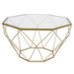 LeisureMod Malibu Large Modern Octagon Glass Top Coffee Table With Gold Chrome Base | Coffee Tables | Modishstore
