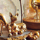 Roost Winter Scene Golden Deer - Set Of 2