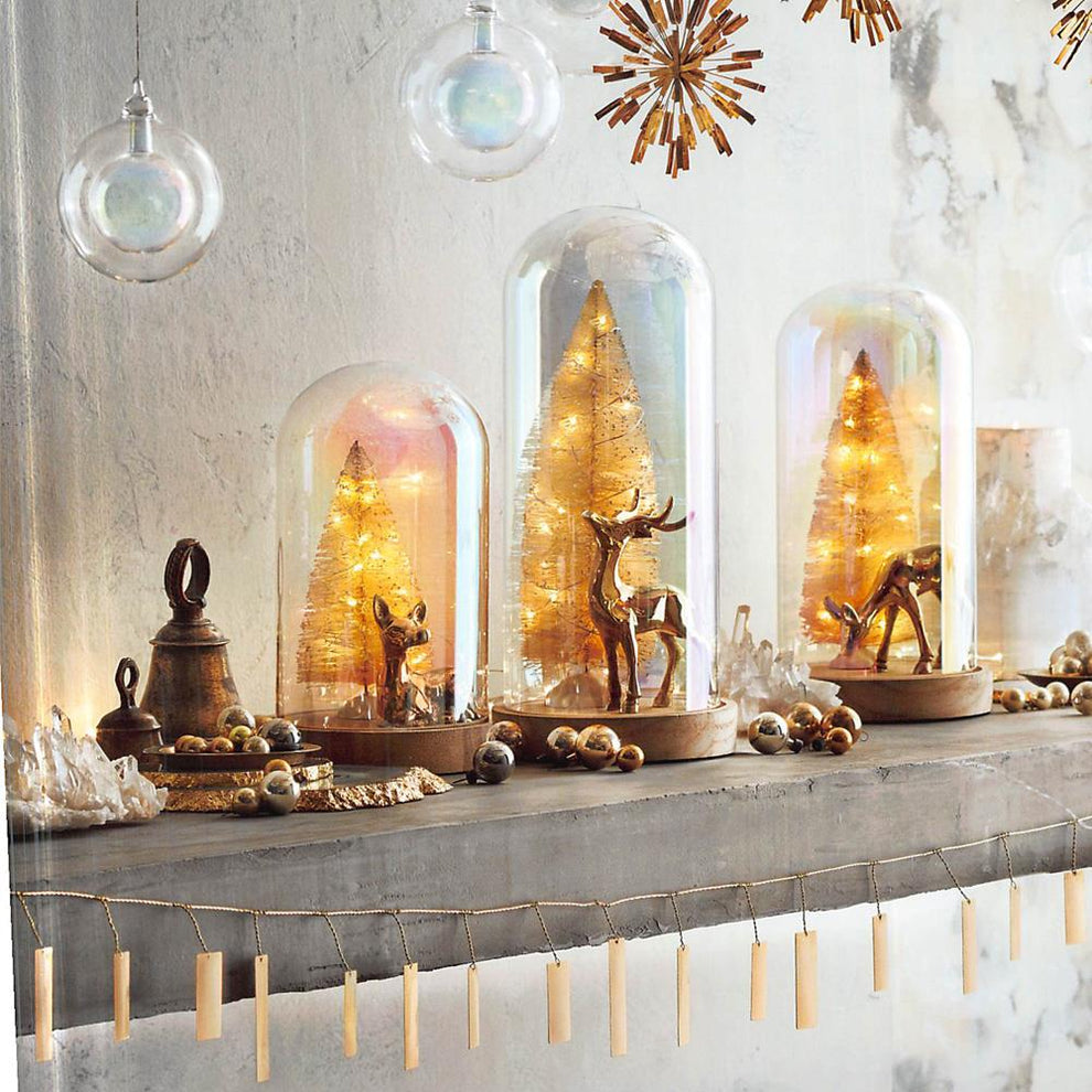 Roost Winter Scene Golden Deer - Set Of 2