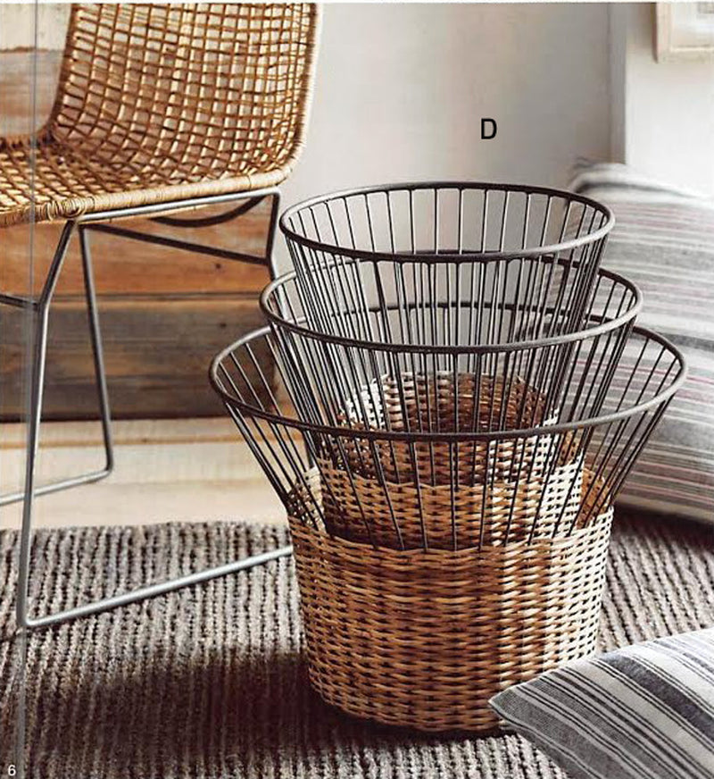 Roost Rattan & Iron Baskets - Set Of 3