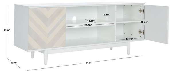 Safavieh Tay 3 Shelf Patterned Media Stand - White Washed | TV Stands | Modishstore - 3
