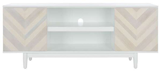 Safavieh Tay 3 Shelf Patterned Media Stand - White Washed | TV Stands | Modishstore