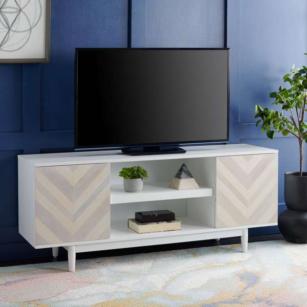 Safavieh Tay 3 Shelf Patterned Media Stand - White Washed | TV Stands | Modishstore - 4