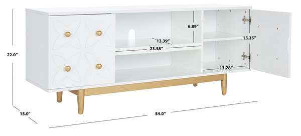 Safavieh Ottoline 3 Shelf Patterned Media Stand - White | TV Stands | Modishstore - 3